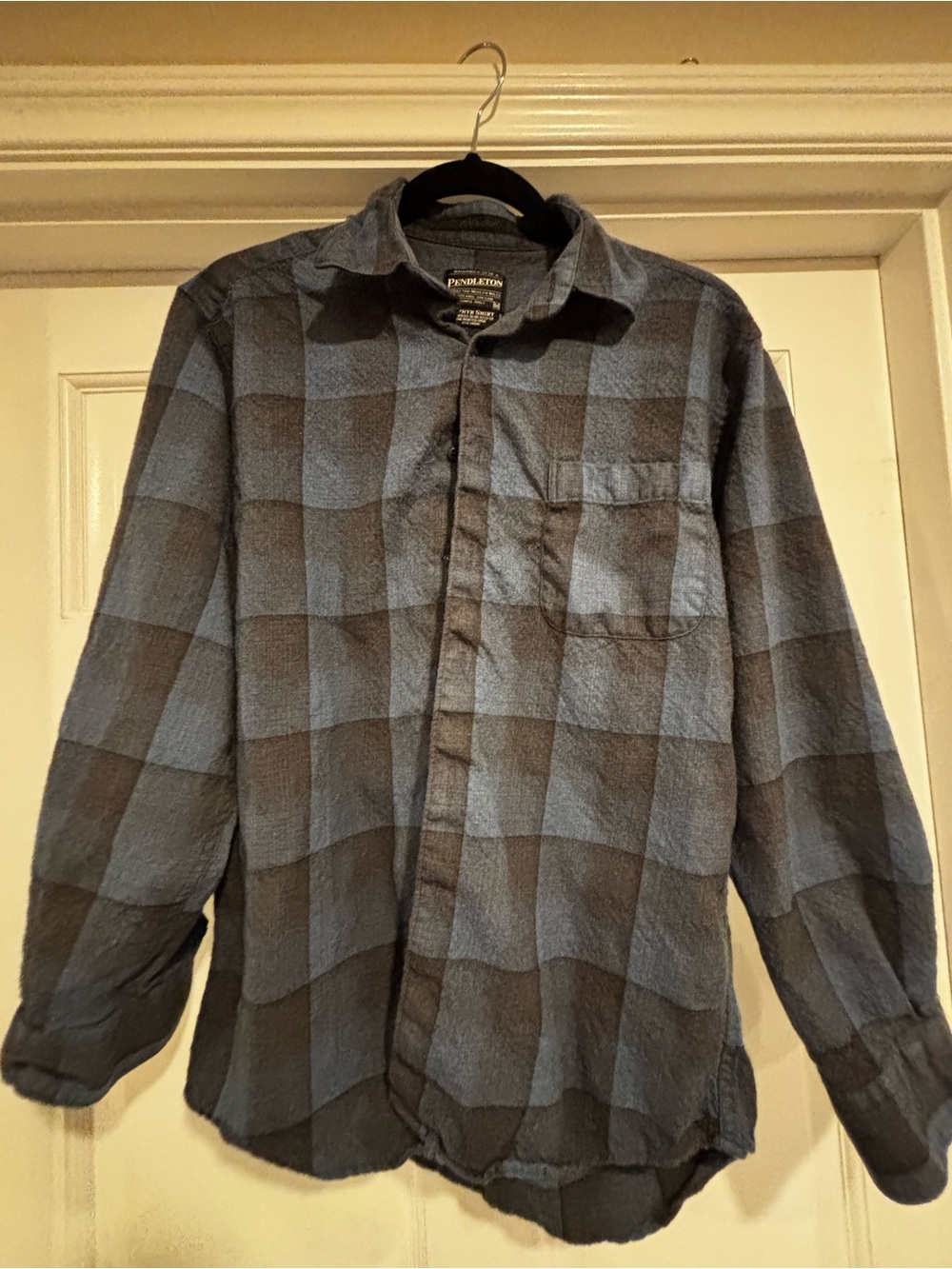 Pendleton Men's Blue and Black Checked Button-Down Shirt